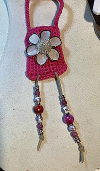 Pink with silver flower
