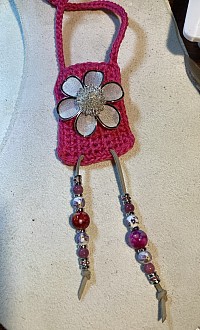 Pink with silver flower